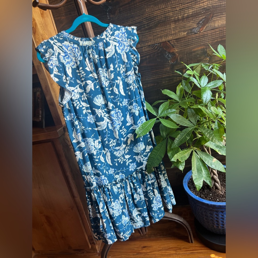 Matilda Jane Sleeveless Enchanted Garden Above Knee Dress Serenity Blue Floral M